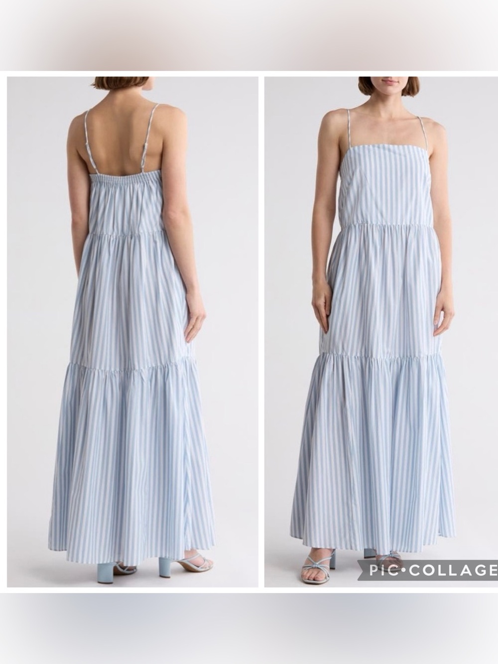 rag & bone Light Blue and White Striped Maxi Dress